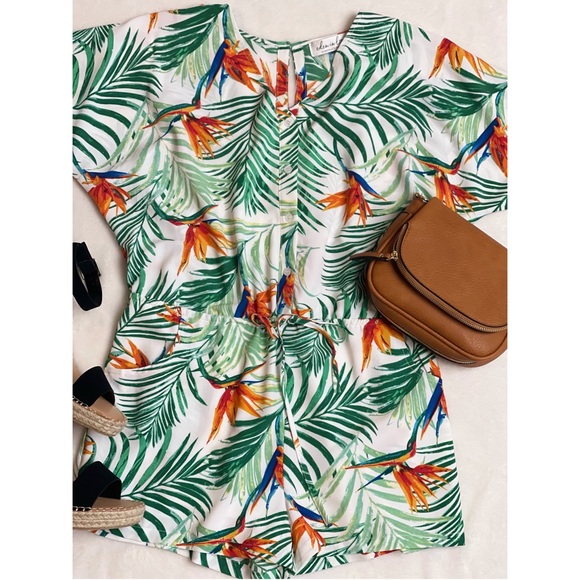 Eden in Love Pants - Short Sleeve Floral Print Romper by Eden in Love Honolulu